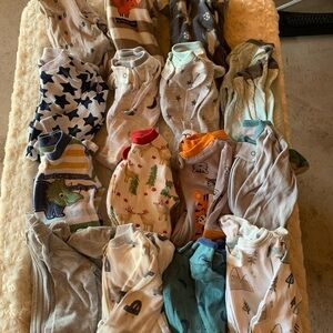Set of 15 Footie Pajamas Size 0-3 Months Assorted Patterns